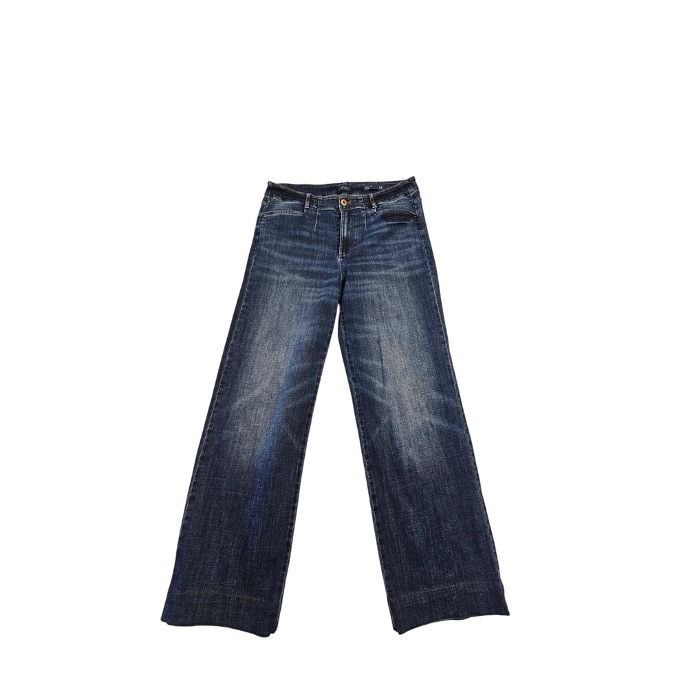 J. Jill Denim High Rise Wide Leg Jeans Dark Wash Blue Size 12 Stretch